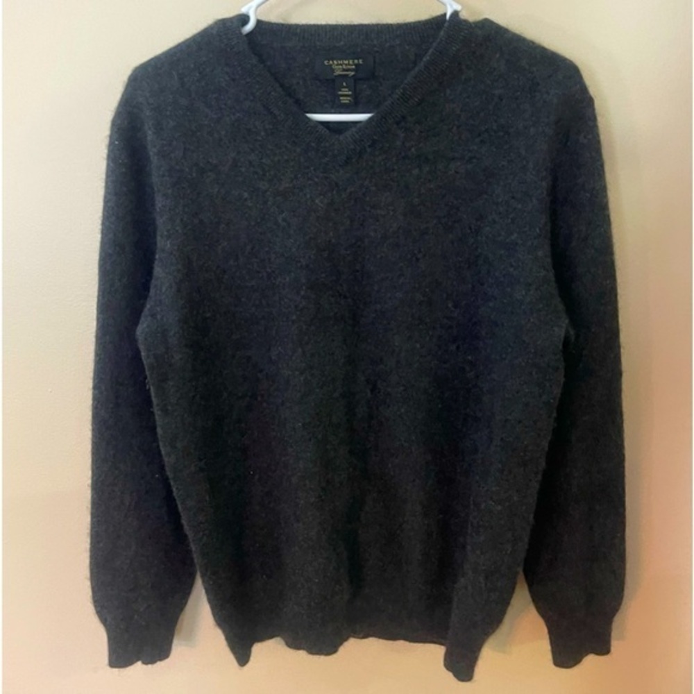 Club Room Luxury Women's V-neck Cashmere Sweater Gray Size Large 🔥EUC🔥